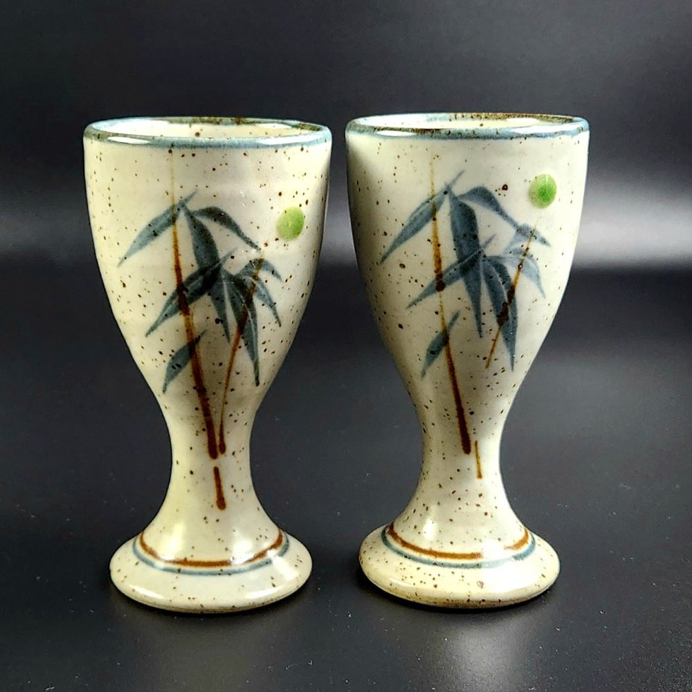 Vintage Studio Pottery - Wine Goblets - Set of 2 - 6 1/4" Tall